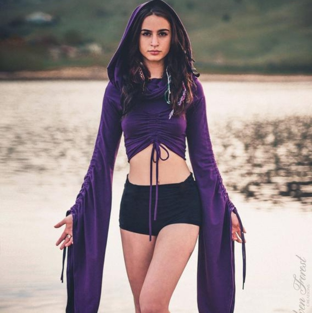 NWOT ElvenForest Crop Hoodie - Black